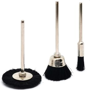 2.35mm Shank Horse Hair Buffing Polishing Wheel,30pcs 5mm 15mm 25mm Rotary Tool Kit Accessories,Drill Wire Brush Attachment(10 Pen-Shape,10 Bowl-Shape,10 t-Shape)