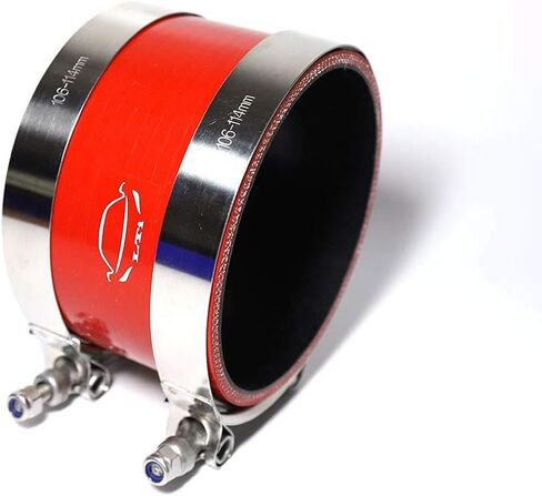 LTI Universal 4-Ply Reinforced High Performance (95mm) 3.75" ID Straight Silicone Hose Coupler With 304 Stainless Steel T Bolt Clamp (3.75" RED) in Saudi Arabia