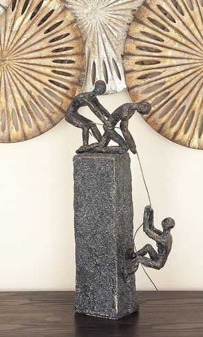 Deco 79 Polystone People Decorative Sculpture Climbing Home Decor Statue, Accent Figurine 7" x 3" x 17", Gray in Saudi Arabia
