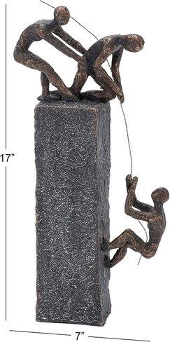 Deco 79 Polystone People Decorative Sculpture Climbing Home Decor Statue, Accent Figurine 7" x 3" x 17", Gray in Saudi Arabia
