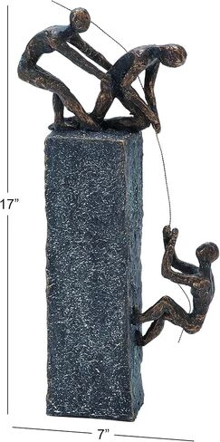 Deco 79 Polystone People Decorative Sculpture Climbing Home Decor Statue, Accent Figurine 7" x 3" x 17", Gray in Saudi Arabia