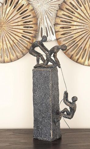 Deco 79 Polystone People Decorative Sculpture Climbing Home Decor Statue, Accent Figurine 7" x 3" x 17", Gray in Saudi Arabia