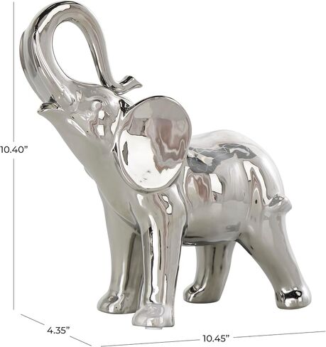 Deco 79 Ceramic Elephant Decorative Sculpture Standing Home Decor Statue, Accent Figurine 10" x 4" x 11", Gold in Saudi Arabia
