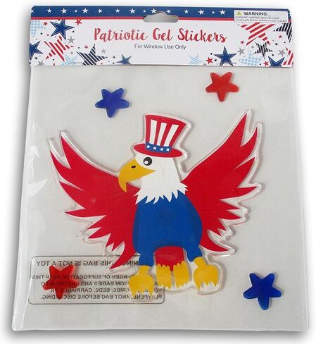 Patriotic USA Red White and Blue Eagle Gel Window Clings Decal Stickers - 5 Piece in Saudi Arabia