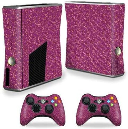MightySkins Carbon Fiber Skin for Xbox 360 S Console - Magenta Swirls | Protective, Durable Textured Carbon Fiber Finish | Easy to Apply, Remove, and Change Styles | Made in The USA in Saudi Arabia