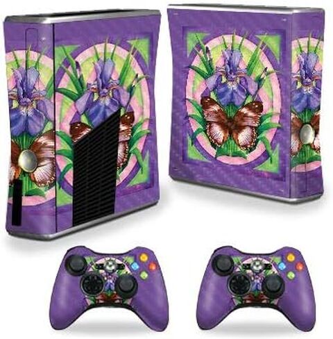 MightySkins Carbon Fiber Skin for Xbox 360 S Console - Magenta Swirls | Protective, Durable Textured Carbon Fiber Finish | Easy to Apply, Remove, and Change Styles | Made in The USA in Saudi Arabia