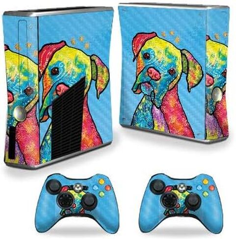 MightySkins Carbon Fiber Skin for Xbox 360 S Console - Magenta Swirls | Protective, Durable Textured Carbon Fiber Finish | Easy to Apply, Remove, and Change Styles | Made in The USA in Saudi Arabia