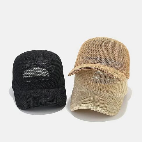 قبعة بيسبول من القش قابلة للتنفس للنساء، لون سادة قابل للتعديل للحماية من الشمس، قبعة بيسبول شبكية للاستخدام الداخلي والخارجي in Kuwait