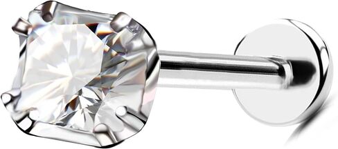 Square CZ Conch Piercing Jewelry 16G G23 Titanium Helix Earrings Shinny Blue Clear CZ Cartilage Stud Internally Threaded Labret Lip Piercings Tragus Jewelry in Saudi Arabia