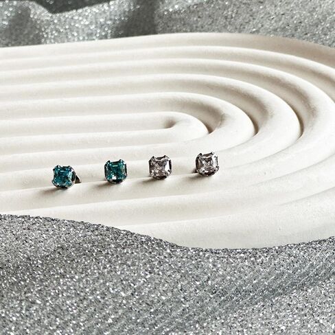 Square CZ Conch Piercing Jewelry 16G G23 Titanium Helix Earrings Shinny Blue Clear CZ Cartilage Stud Internally Threaded Labret Lip Piercings Tragus Jewelry in Saudi Arabia