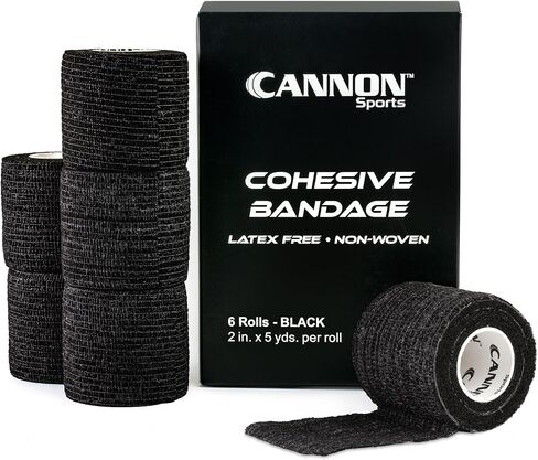 6 Pack Self Adherent Cohesive Wrap Bandage | 2" x 5 Yards First-Aid Elastic Self Adhesive Tape for Wrist, Elbows, Knees, and Ankles (Black, 6 Pack) in Saudi Arabia