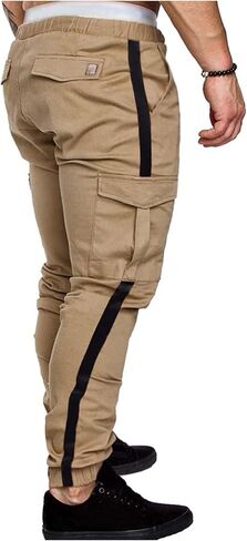 SOLY HUX Men's Cargo Pants Elastic Drawstring Waist Casual Trousers Jogger Streetwear with Pocket in Saudi Arabia