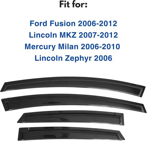واقي نافذة متوافق مع Ford Fusion 2006-2012 وLincoln MKZ 2007-2012 وMercury Milan 2006-2010 وLincoln Zephyr 2006، شريط حماية من المطر على عاكس نافذة جانبي متين للغاية in Kuwait