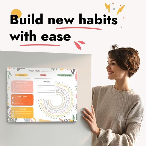 Habit Tracker Journal Workout Motivation Fridge Calendar Dry Erase 12"x16" Health Fitness Goal Tracker Goals Board - To do List and 2 Markers Included in Saudi Arabia