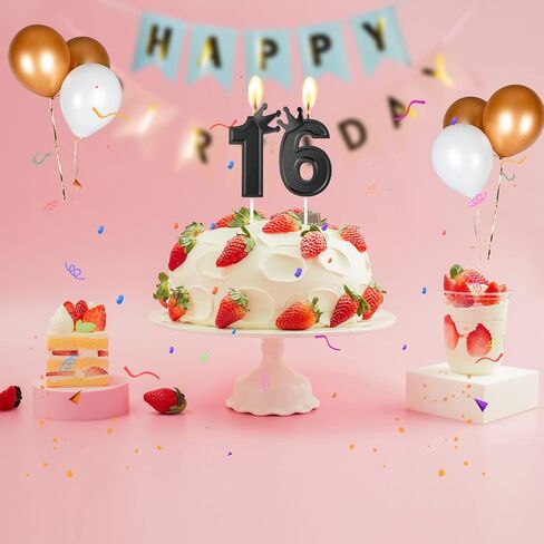شمعة رقم عيد ميلاد 3 بوصة، شمعة أعلى الكعكة مع تاج شموع كعكة رقمية سوداء شمعة كعكة عيد ميلاد لحفلات الذكرى السنوية لأعياد الميلاد (رقم 6) in Saudi Arabia
