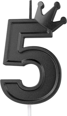 شمعة رقم عيد ميلاد 3 بوصة، شمعة أعلى الكعكة مع تاج شموع كعكة رقمية سوداء شمعة كعكة عيد ميلاد لحفلات الذكرى السنوية لأعياد الميلاد (رقم 6) in Saudi Arabia