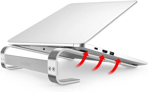 Laptop Stand, Stable Notebook Stand, Ergonomic Anodized Aluminum Computer Stand, Computer Cooling Stand, Silver in Saudi Arabia