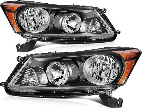 cciyu Headlight Assembly For Honda For Accord Sedan 4Dr 2008-2012 Black Housing Amber Reflector Clear Lens Headlamps in Saudi Arabia