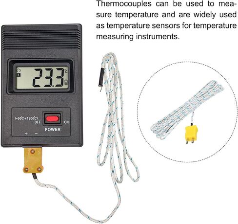 MECCANIXITY 10pcs K Type Thermocouple Mini Connector Temperature Sensor Probes Fiberglass 16ft -50 to 400°C(-58 to 752°F) in Saudi Arabia