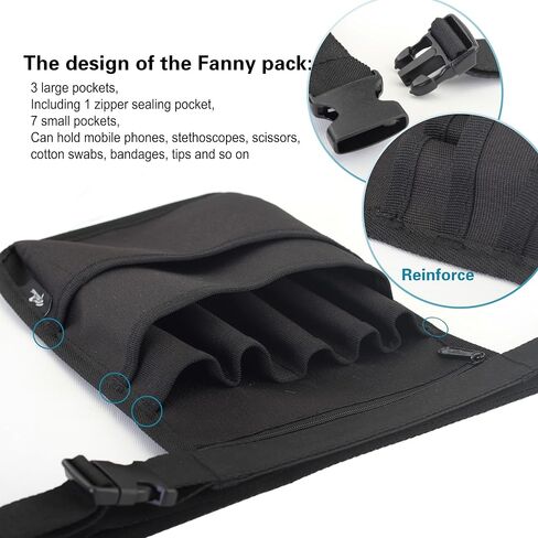 Medical Organizer Belt,Nurse fanny pack, Nurse Fanny Pack for Work ，Kit Practical Waist Bag for Nurses， Fanny Pack for Basics Nurse ，Utility Belt Organizer Bag (YRHS-S-XJ-BLACK) in Saudi Arabia