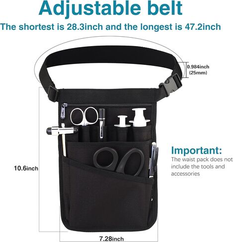 Medical Organizer Belt,Nurse fanny pack, Nurse Fanny Pack for Work ，Kit Practical Waist Bag for Nurses， Fanny Pack for Basics Nurse ，Utility Belt Organizer Bag (YRHS-S-XJ-BLACK) in Saudi Arabia