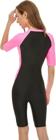 ملابس سباحة CinCili Boyleg للنساء قطعة واحدة بأكمام قصيرة لركوب الأمواج بدلة استحمام للحماية من الشمس in Kuwait