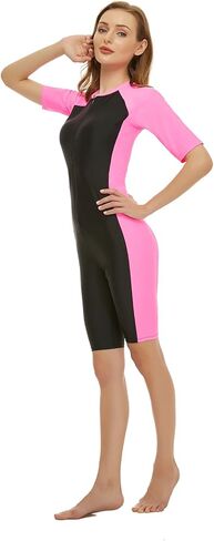 ملابس سباحة CinCili Boyleg للنساء قطعة واحدة بأكمام قصيرة لركوب الأمواج بدلة استحمام للحماية من الشمس in Kuwait