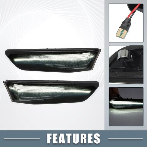 Car LED Side Marker Indicator Turn Signal Light No.26185AM800/26180AM800 for Infiniti G35 Coupe 03-07 Plastic Smoked Lens White Light 1 Pair in Saudi Arabia