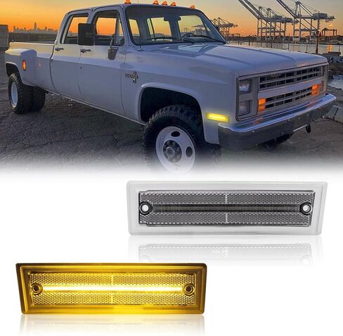 R&F Auto 2PCS LED Smoked Fender Side Marker Lights Replacement for C/K 1500 2500 C10 C20 Suburban Blazer Jimmy Front Bumper Side Marker Reflector Lamp, Replace OEM# GM2551107 GM2550115 915557 915558 in Saudi Arabia