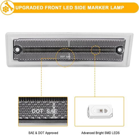 R&F Auto 2PCS LED Smoked Fender Side Marker Lights Replacement for C/K 1500 2500 C10 C20 Suburban Blazer Jimmy Front Bumper Side Marker Reflector Lamp, Replace OEM# GM2551107 GM2550115 915557 915558 in Saudi Arabia