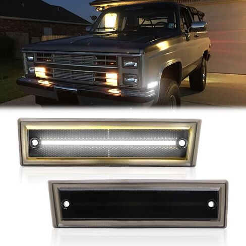 R&F Auto 2PCS LED Smoked Fender Side Marker Lights Replacement for C/K 1500 2500 C10 C20 Suburban Blazer Jimmy Front Bumper Side Marker Reflector Lamp, Replace OEM# GM2551107 GM2550115 915557 915558 in Saudi Arabia