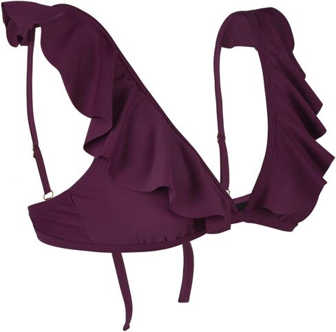 بيكيني نسائي مكشكش من Hilor، ملابس سباحة مثيرة برقبة على شكل حرف V، قمصان سباحة رافعة للأعلى in Kuwait