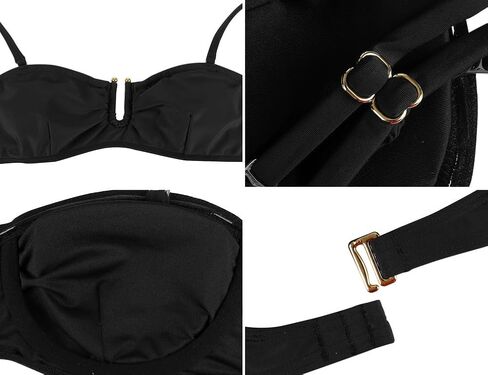 Hilor المرأة السوداء Underwire بيكيني قمم حمالة صديرية دائرية ملابس السباحة الاغراء رفع ثوب السباحة أعلى فقط 6 in Kuwait