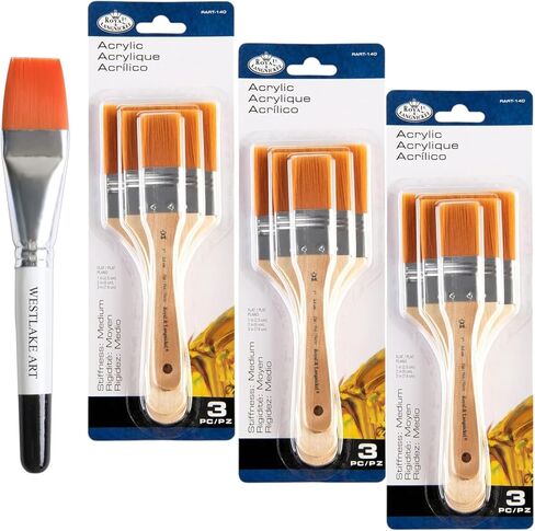 Golden Taklon Paint Brushes, Assorted Sizes 4, 6, 8, Versatile for Acrylic Painting, with Westlake Art Watercolor Brush, Bristles, Ergonomic Handles, 3-Pack [Value Set] in Saudi Arabia