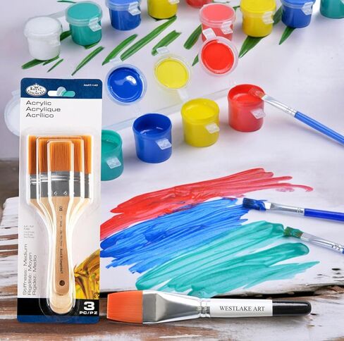 Golden Taklon Paint Brushes, Assorted Sizes 4, 6, 8, Versatile for Acrylic Painting, with Westlake Art Watercolor Brush, Bristles, Ergonomic Handles, 3-Pack [Value Set] in Saudi Arabia