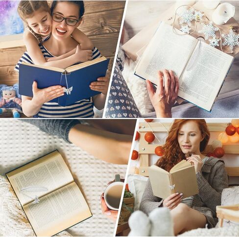 TIESOME Metal Bookmark, Metal Feather Cute Bookmark Glow in The Dark Bookmark with 3D Butterfly Charm, Unique Gift for Women Bookmarks for Book Lovers (Silver Feather) in Saudi Arabia
