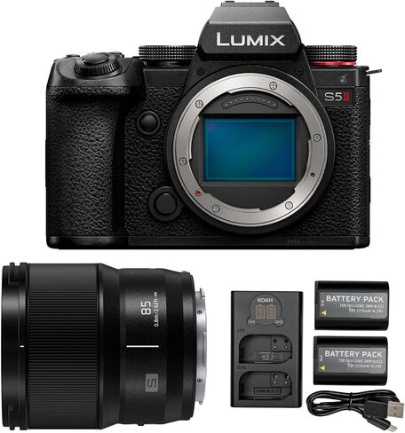 Panasonic LUMIX S5II 24.2MP Full Frame Mirrorless Camera with Hybrid Autofocus - Superior Image Quality Bundle with LUMIX S Series 85mm f/1.8 Mirrorless Lens, and Camera Accessories (3 Items) in Saudi Arabia