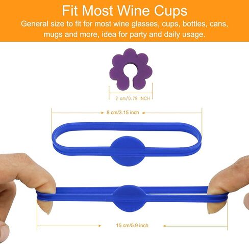 24Pcs Wine Glass Markers for Drinks, Glass Tags, Cocktail Drink Markers, Suitable for Bottle Identification for Bar Parties Champagne Stem Glasses, or Families in Saudi Arabia