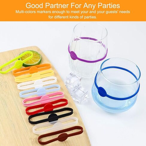 24Pcs Wine Glass Markers for Drinks, Glass Tags, Cocktail Drink Markers, Suitable for Bottle Identification for Bar Parties Champagne Stem Glasses, or Families in Saudi Arabia