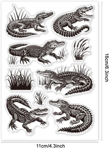 GLOBLELAND Alligator Clear Stamp Reeds Clear Rubber Stamps Crocodiles Silicone Stamps for DIY Scrapbooking Photo Album Decorative Cards Making Home Decoration 6.3x4.33inch in Saudi Arabia