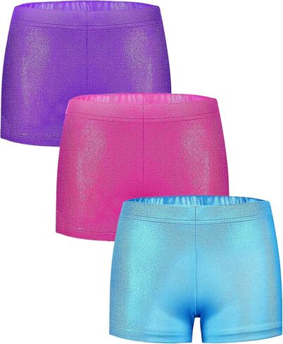 Girls Dance Short Gymnastics Shorts for Girls Metalli Sparkle Glitter Tumbling Bottoms in Saudi Arabia