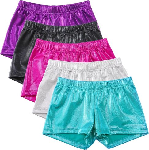 Girls Dance Short Gymnastics Shorts for Girls Metalli Sparkle Glitter Tumbling Bottoms in Saudi Arabia