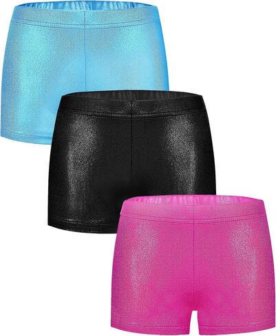 Girls Dance Short Gymnastics Shorts for Girls Metalli Sparkle Glitter Tumbling Bottoms in Saudi Arabia