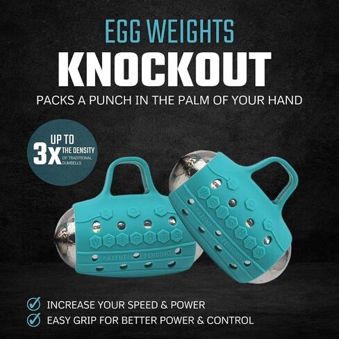 Egg Weights Knockout 4.0 lbs Hand Dumbbell Sets Bismuth Hand Weights with Anti-Slip Silicone Rubber Finger Loop for Shadowboxing, Kickboxing for Men and Women - 2 Eggs, 2.0 lbs Each + Free E-Book Workout Guide in Saudi Arabia