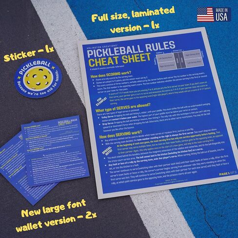 ورقة الغش الخاصة بقواعد Pickleball، المرجع المثالي لجانب الملعب، صُنعت في الولايات المتحدة الأمريكية، وتتضمن حجم المحفظة والملصق in Saudi Arabia