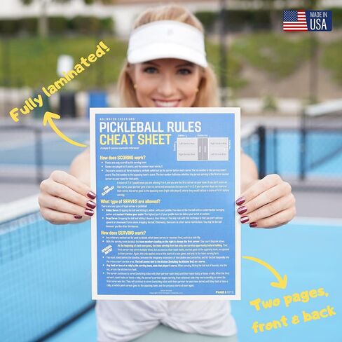 ورقة الغش الخاصة بقواعد Pickleball، المرجع المثالي لجانب الملعب، صُنعت في الولايات المتحدة الأمريكية، وتتضمن حجم المحفظة والملصق in Saudi Arabia