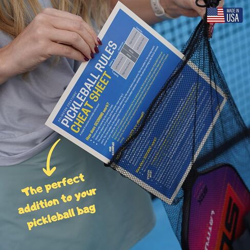 ورقة الغش الخاصة بقواعد Pickleball، المرجع المثالي لجانب الملعب، صُنعت في الولايات المتحدة الأمريكية، وتتضمن حجم المحفظة والملصق in Saudi Arabia