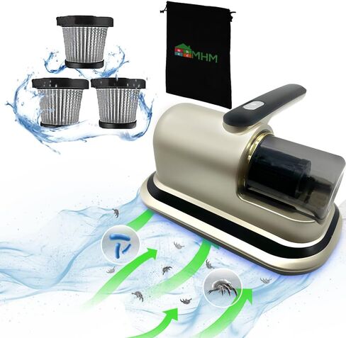MHM Cordless Mattress Vacuum Cleaner - Bed Vacuum for Deep Cleaning - Vacuum Cleaner for Mattress Vacuum Bed Vacuum Cleaner (Golden) in Saudi Arabia