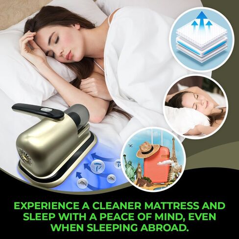 MHM Cordless Mattress Vacuum Cleaner - Bed Vacuum for Deep Cleaning - Vacuum Cleaner for Mattress Vacuum Bed Vacuum Cleaner (Golden) in Saudi Arabia