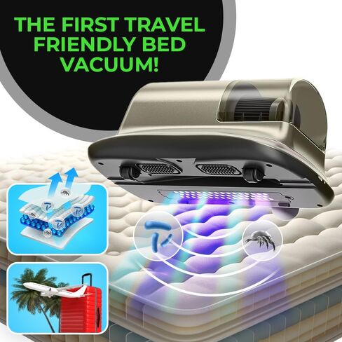 MHM Cordless Mattress Vacuum Cleaner - Bed Vacuum for Deep Cleaning - Vacuum Cleaner for Mattress Vacuum Bed Vacuum Cleaner (Golden) in Saudi Arabia